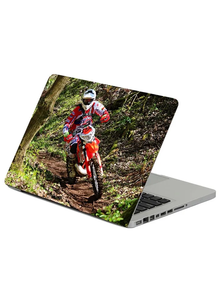 Sand Motocross Rider Printed Laptop Sticker Multicolour
