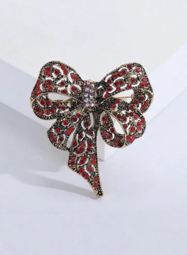 Elegant Rhinestone Bow Brooch For Women