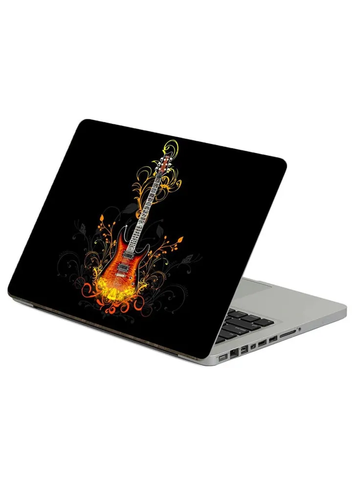 Guitar Fire Printed Laptop Sticker 13.3 Inch Multicolor