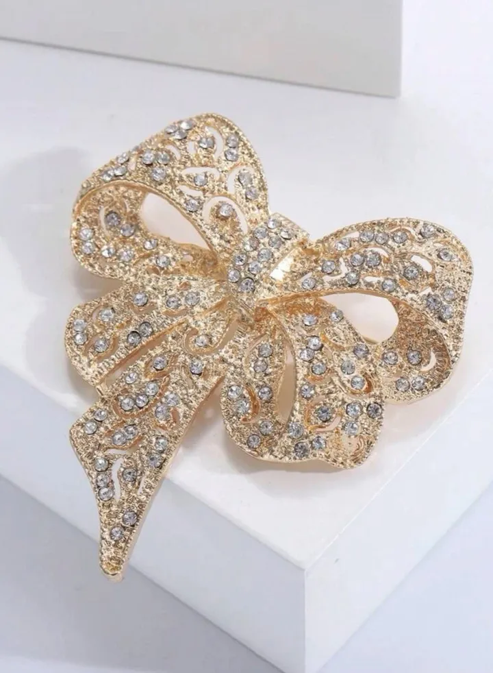 Elegant Rhinestone Bow Brooch For Women