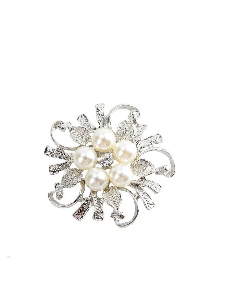 New Diamond Studded Pearl Brooch