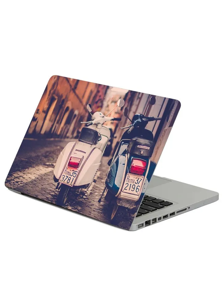 Street Scooter Piaggio Printed Laptop Sticker Multicolor