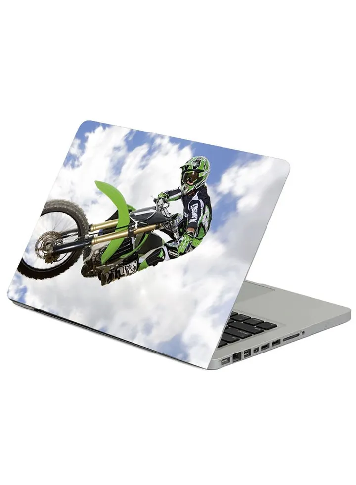 Motorcycle Trick Jump Printed Laptop Sleeve Multicolour