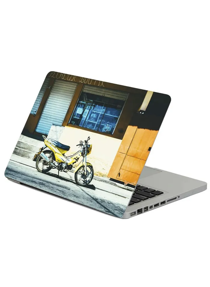 Motorcycle Street Yellow Printed Laptop Sleeve Multicolour