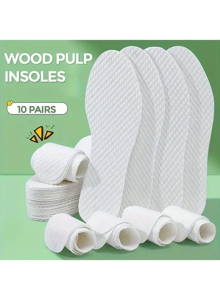 10pairs Disposable Insoles, Natural Wood Pulp Insoles, Thin, Breathable, Sweat-absorbent, Soft And Comfortable Insoles For Men And Women