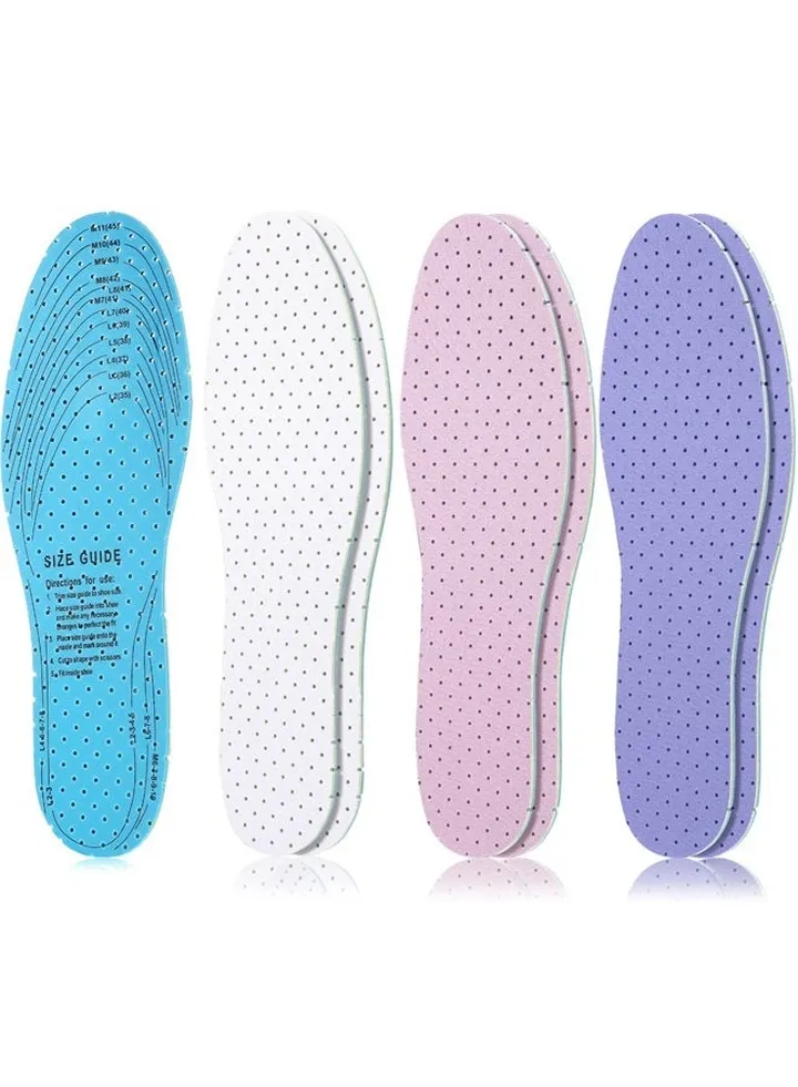 3 Pairs Breathable Shoe Insoles Inserts Ultra-Soft Cushioning Walking Comfort Insoles Double-Layer Latex Foam Perforated Insoles Replacement Insoles for Men 7-11 Woman 2-8 (White, Pink, Purple)