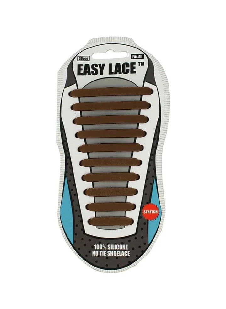 Easy Lace Silicone Shoelaces Flat Brown