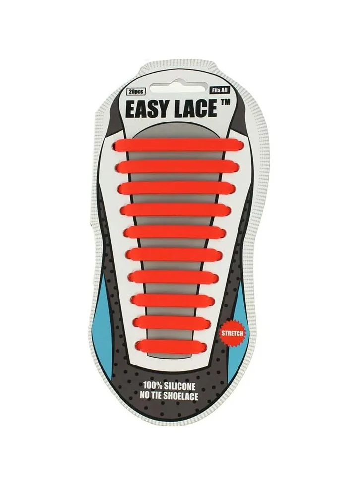 Easy Lace Silicone Shoelaces Flat Red