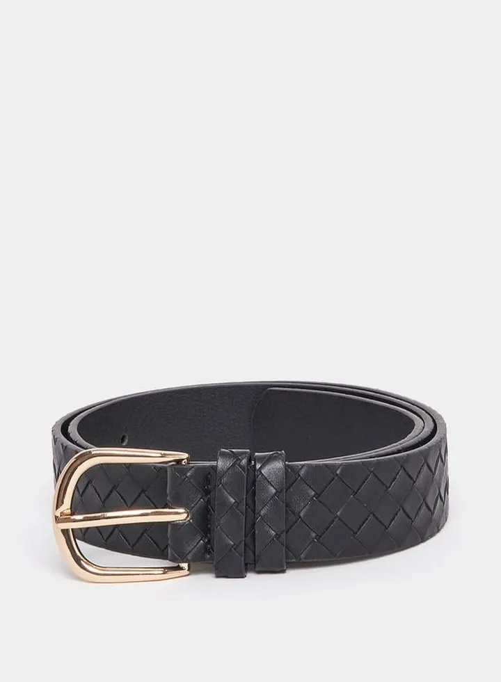 Braided Texture Belt with Metal Buckle