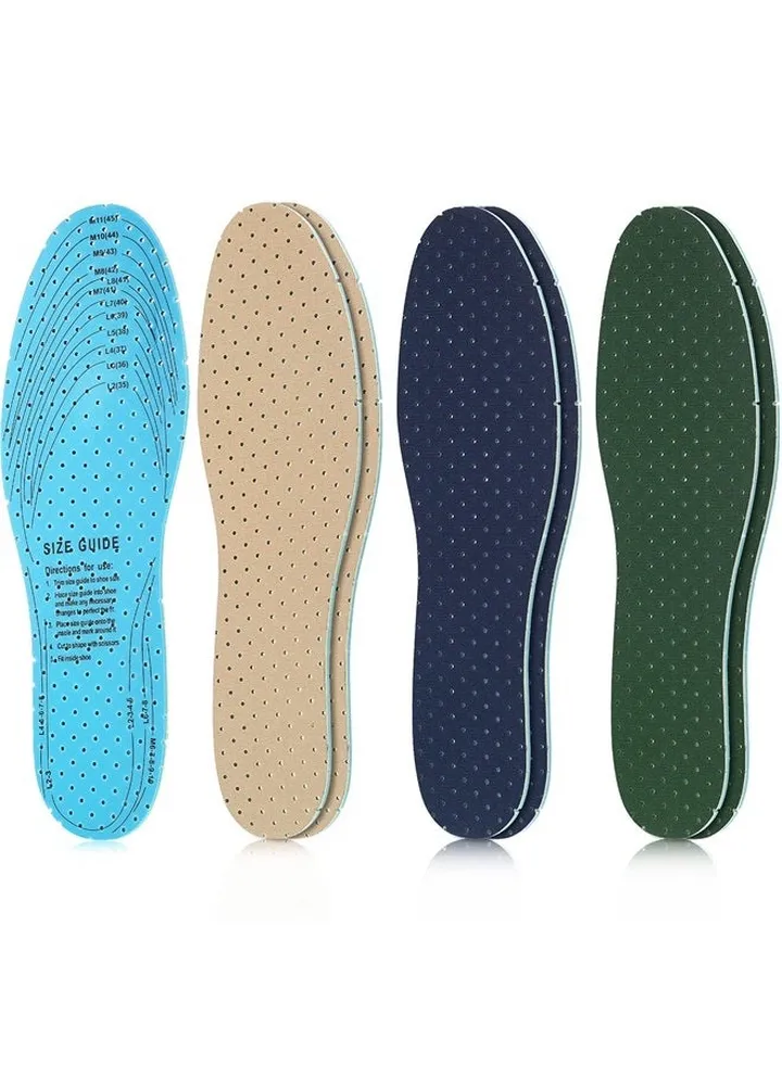 3 Pairs Breathable Shoe Insoles Inserts Ultra-Soft Cushioning Walking Comfort Insoles Double-Layer Latex Foam Perforated Insoles Replacement Insoles for Men 7-11 Woman 2-8 (Khaki, Green, Blue)