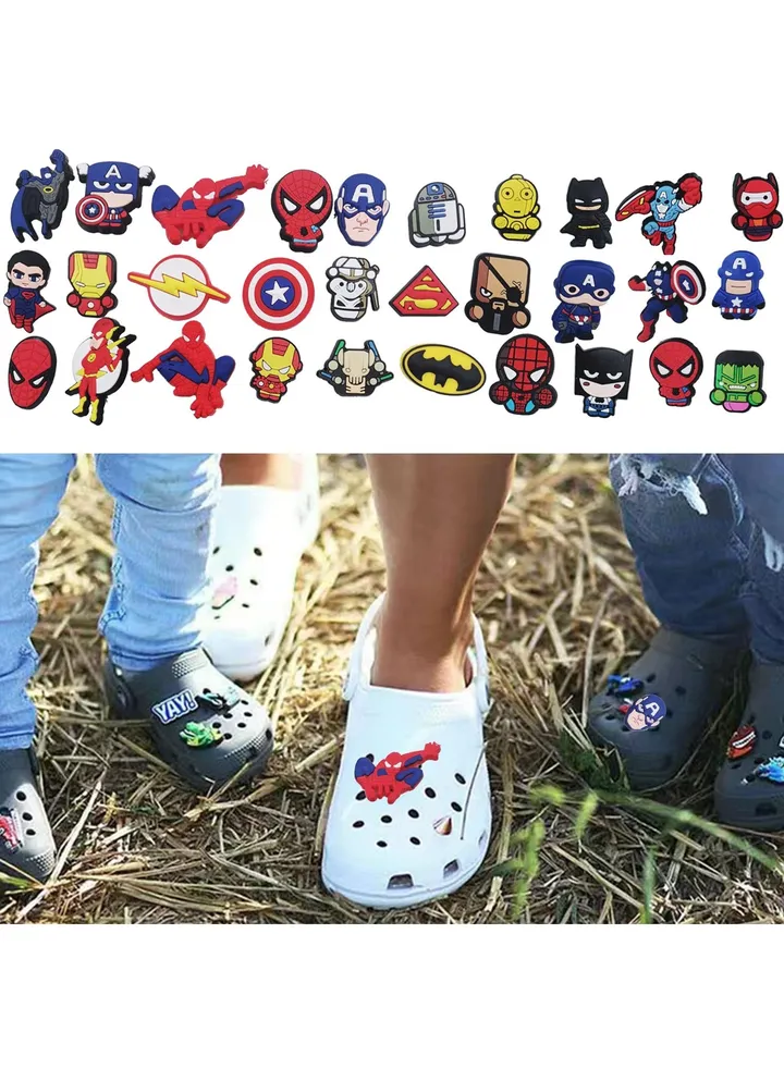 30PCS Shoe Decoration Charms Cartoon Shoe Buckle Pvc Different Unisex-Adult, Shoe Jewelry Accessories Decoration for Boys Teens Gifts Crocs Shoe Buckle (Cartoon Hero)