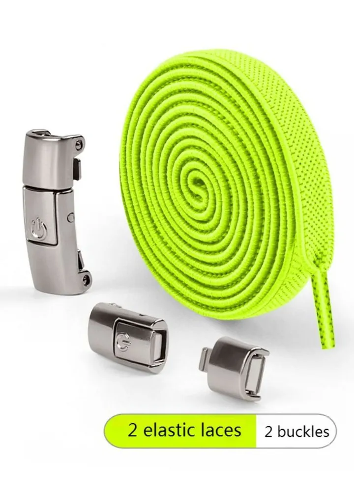 No Tie Shoe Laces Press Lock Shoelaces Without Ties Elastic Laces Fluorescent Green