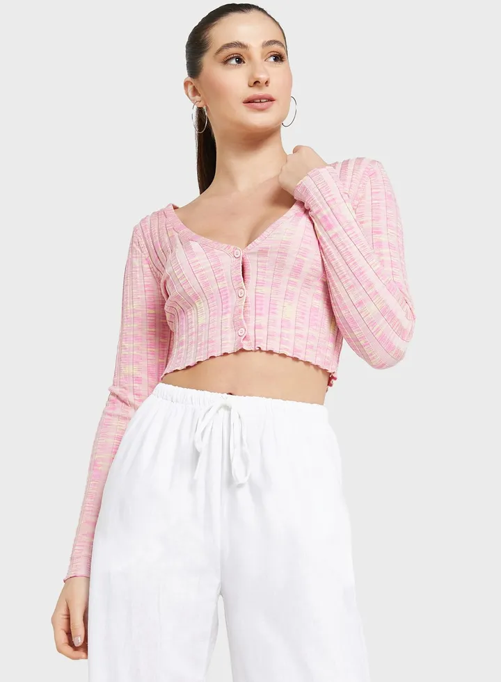 Rib Detailed Fitted Cardigan