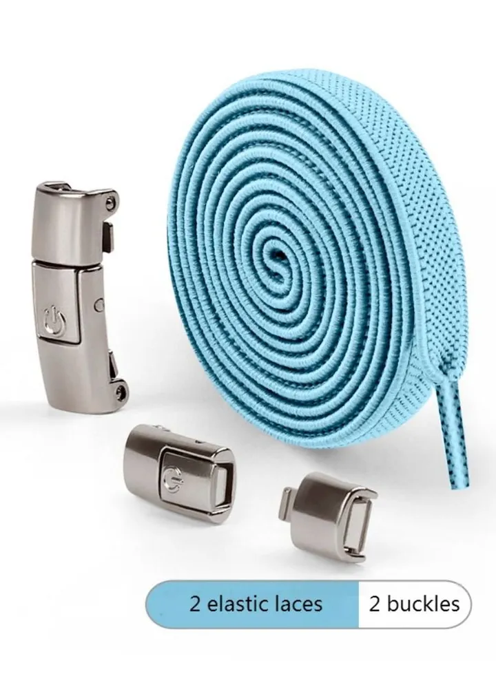 No Tie Shoe Laces Press Lock Shoelaces Without Ties Elastic Laces Sky Blue