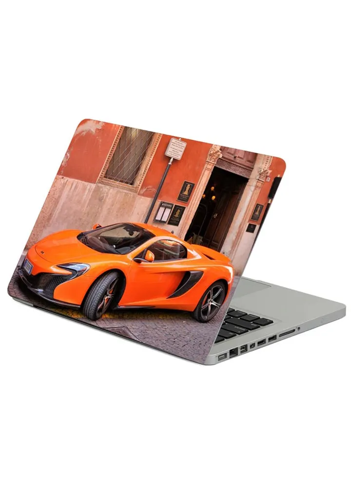 Mclaren Supercar Orange Printed Laptop Sticker Multicolor