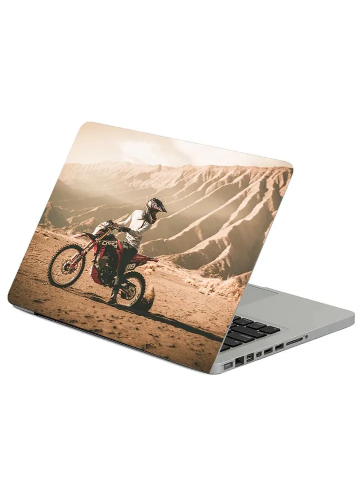 Motorcyclist Printed Laptop Sticker Multicolour