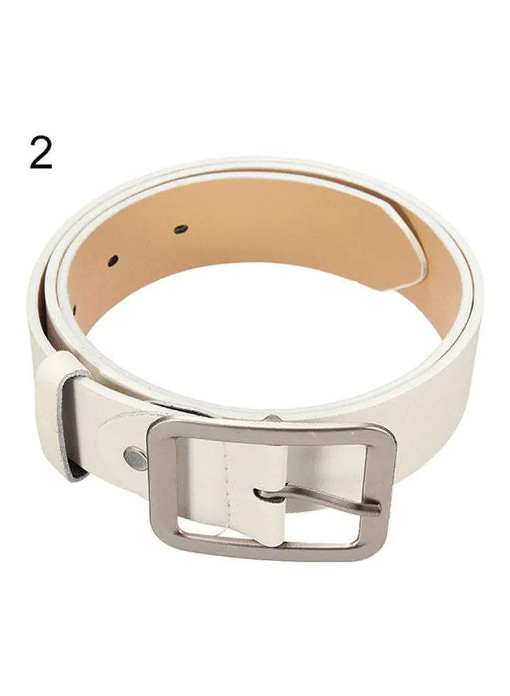 Men's Stylish Casual Waistband PU Leather Pin Buckle Waist Strap Business Belt White