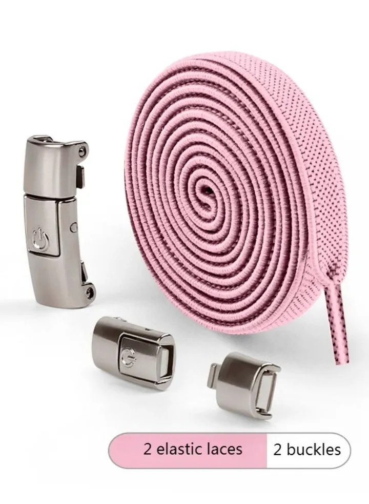 No Tie Shoe Laces Press Lock Shoelaces Without Ties Elastic Laces Pink