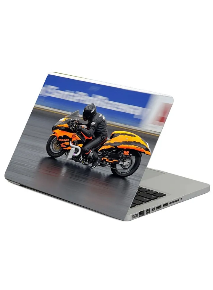 Motorcycle Bike Racing Printed Laptop Sleeve Multicolor
