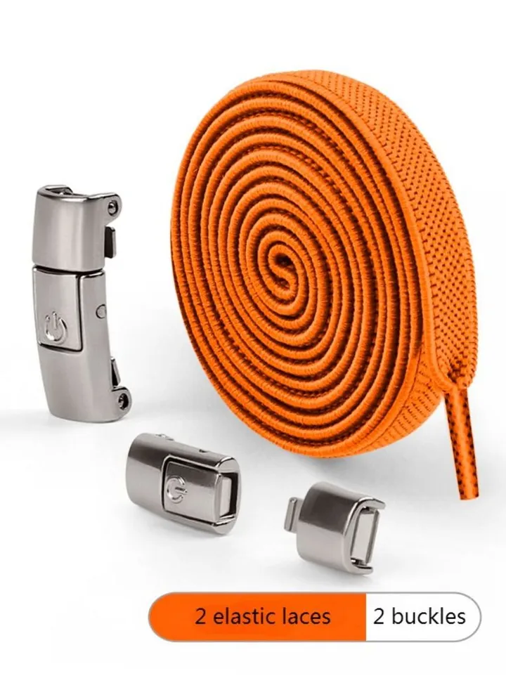 No Tie Shoe Laces Press Lock Shoelaces Without Ties Elastic Laces Orange