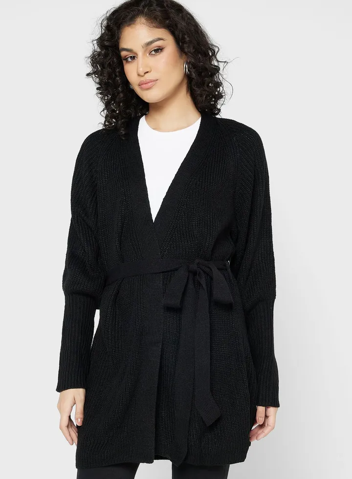 Longline Cardigan With Self Tie