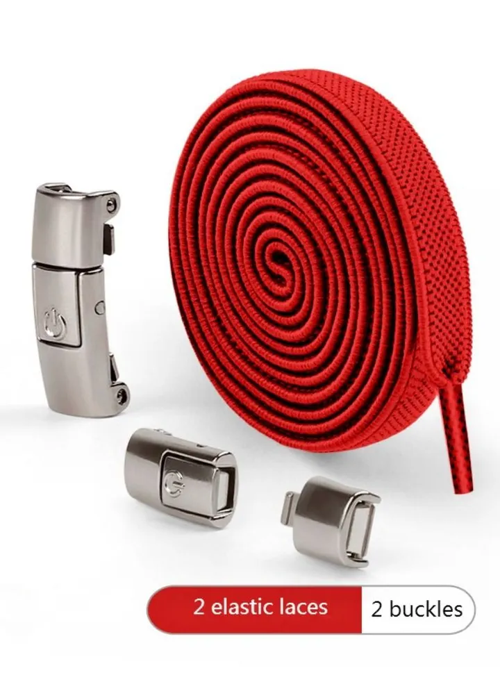 No Tie Shoe Laces Press Lock Shoelaces Without Ties Elastic Laces Red
