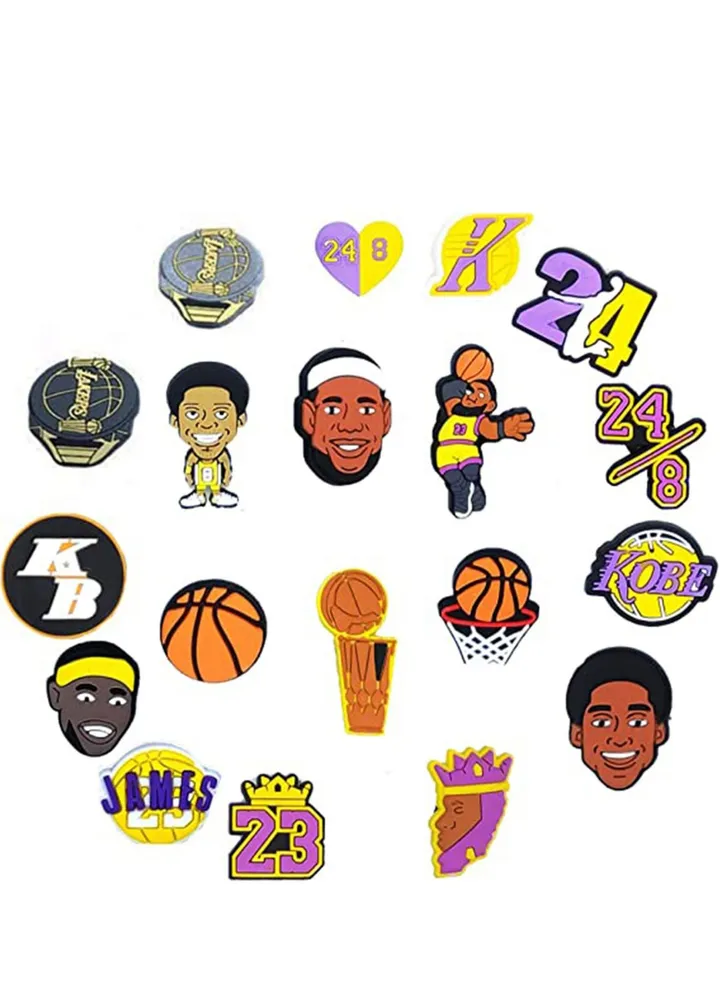 25-Piece NBA Charms Basketball Shoe Charms, Jibbitz Charms for Crocs, Sandals Buckle Wristband Bracelet PVC Basketball Croc Charms Boys Girls Men Women Kid Adults Birthday Gifts Party Favor