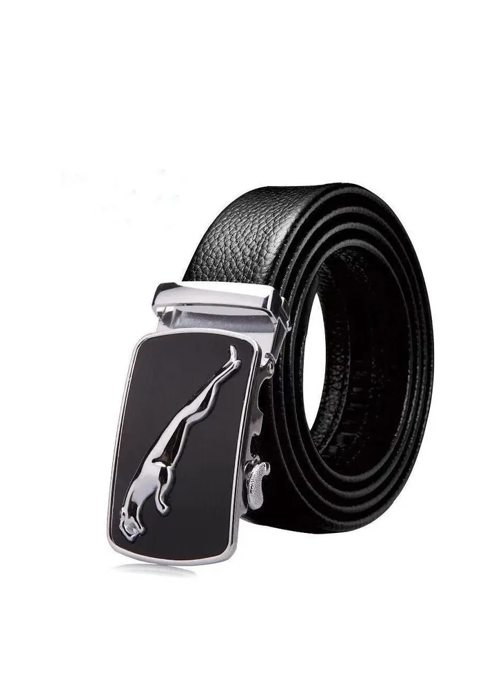Men's automatic buckle business belt Silver Panther