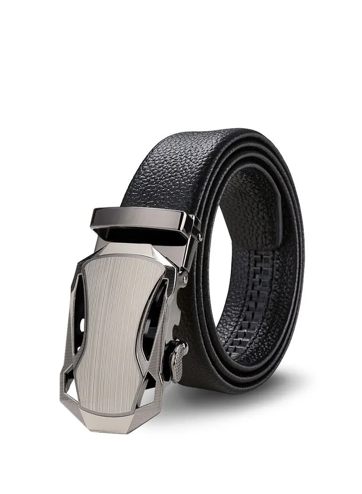 Men's automatic buckle business belt Laser Silver Sports Car