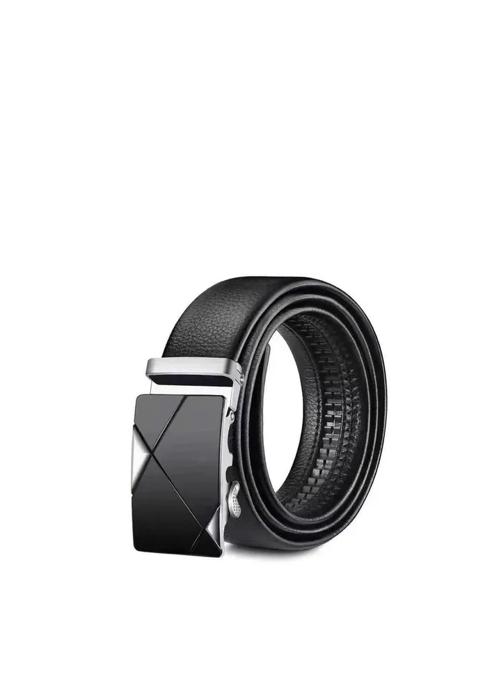Men's automatic buckle business belt Silver Corner Diagonal