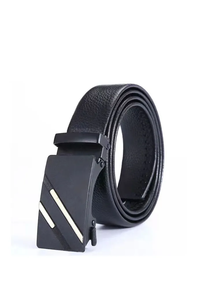Men's automatic buckle business belt Black matte