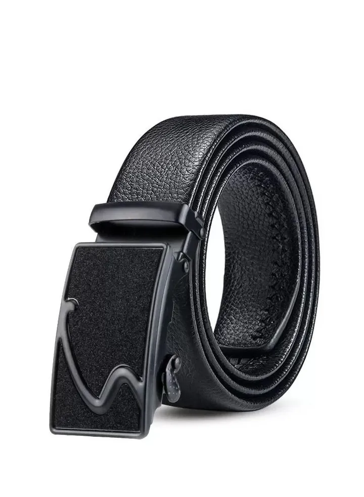 Men's automatic buckle business belt Black matte S