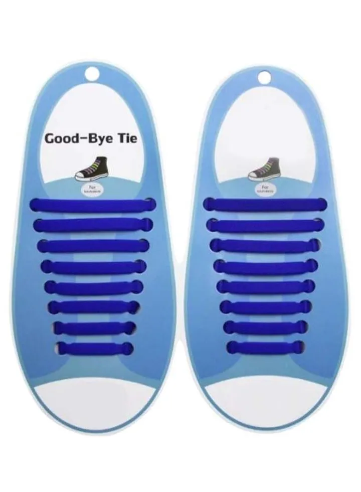 16-Piece Waterproof No Tie Shoelaces Set Blue
