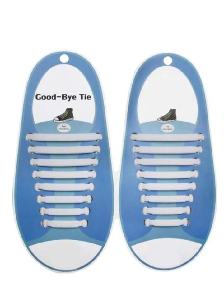16-Piece Waterproof No Tie Shoelaces Set White