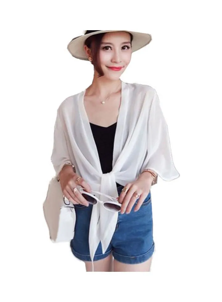 Anti-UV Coverup Thin Cardigan White