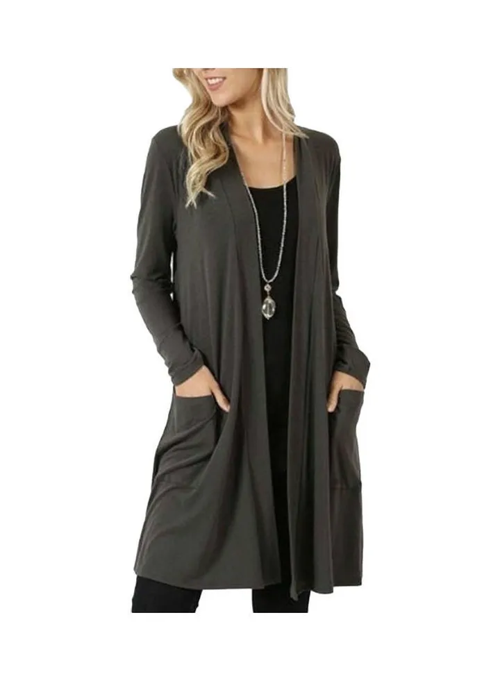Knitted Long Sleeve Cardigan Grey