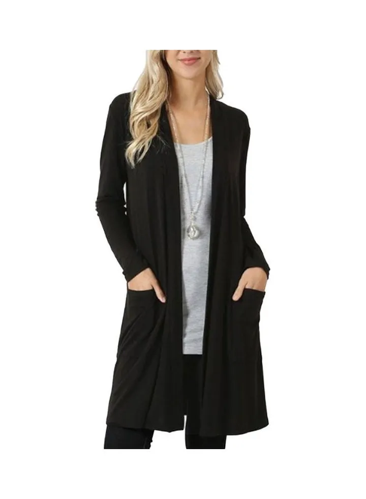 Knitted Long Sleeve Cardigan Black