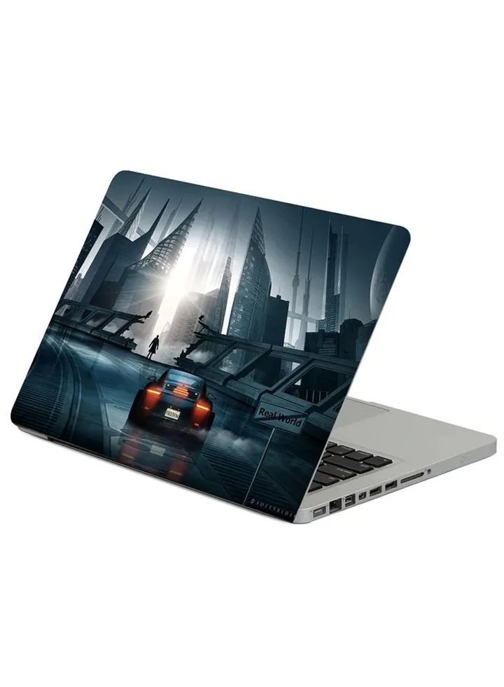 Sports Car Silhouette Printed Laptop Sleeve Multicolor