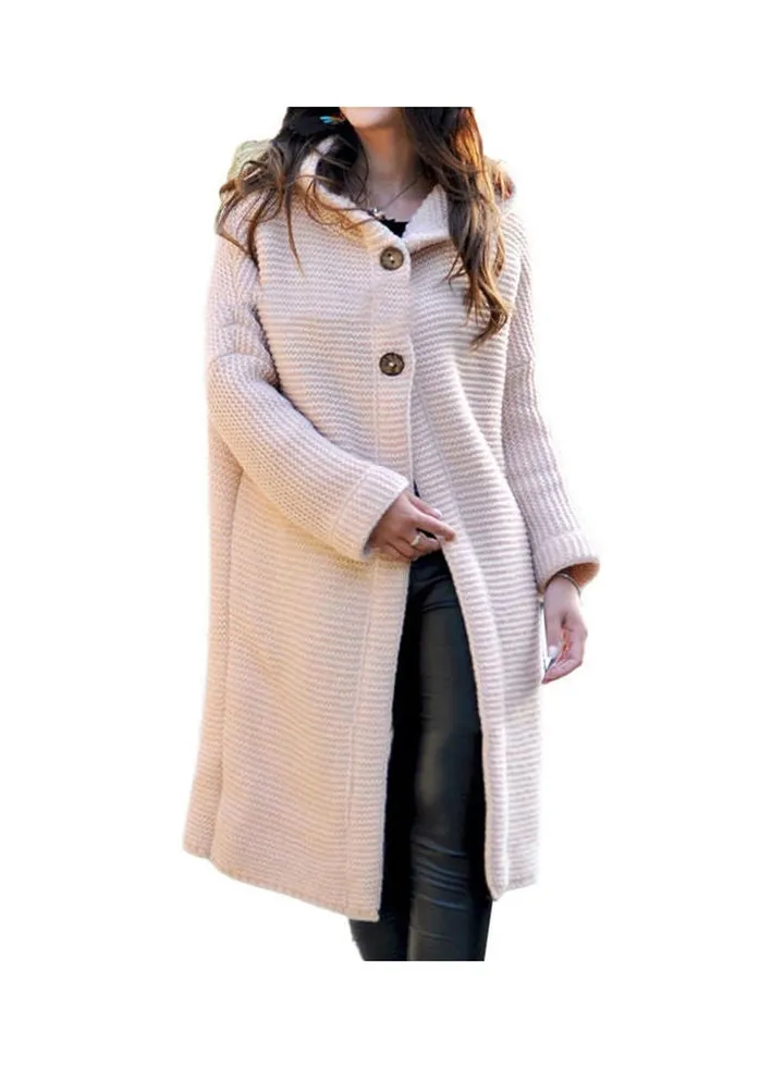 Hooded Long Sleeve Cardigan Pink