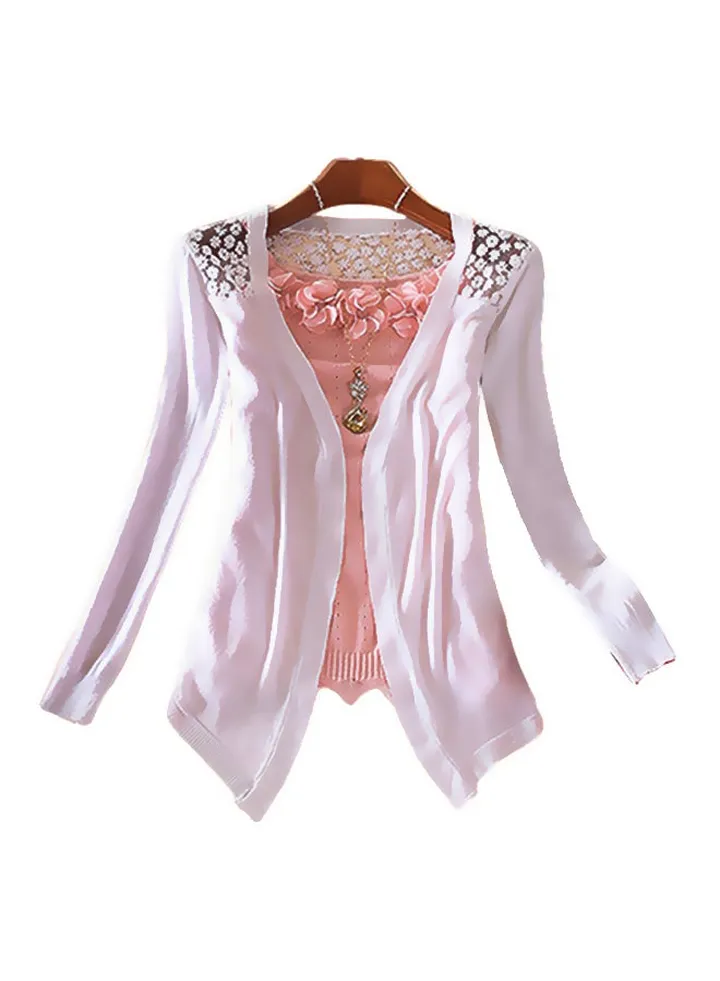 Solid Knitted Cardigan White