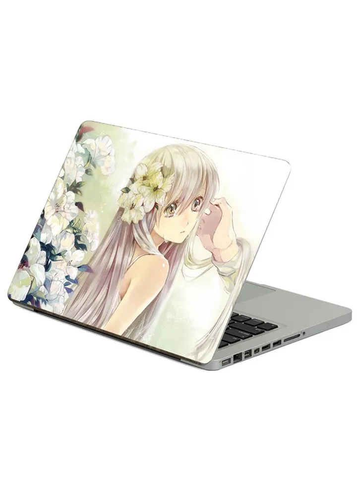 Girl Blonde Printed Laptop Sticker Multicolor