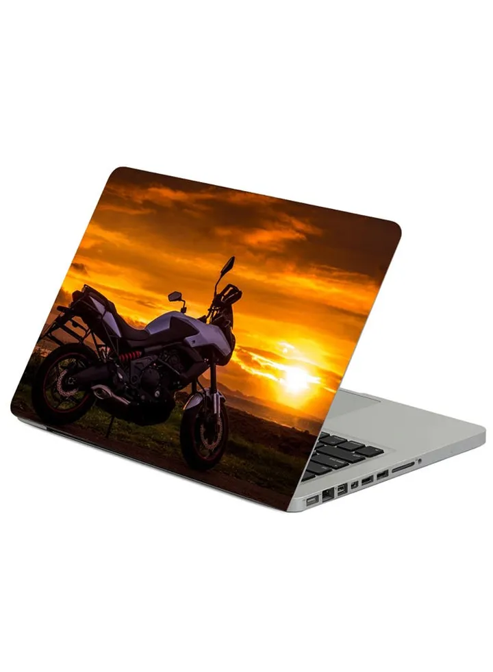 Motorcycle Sunset Style Printed Laptop Sleeve Multicolor