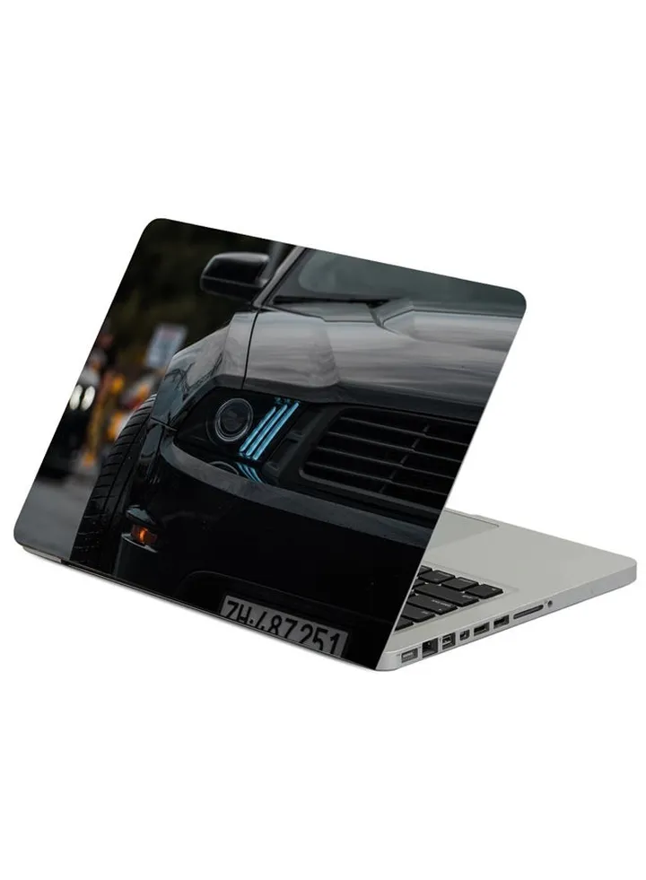 Car Black Front View Printed Laptop Sleeve Multicolour