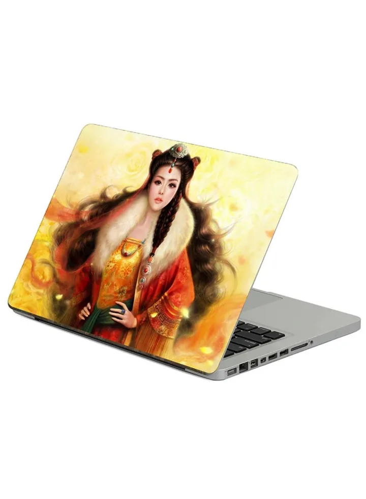 Girl Hair Printed Laptop Sticker Multicolour