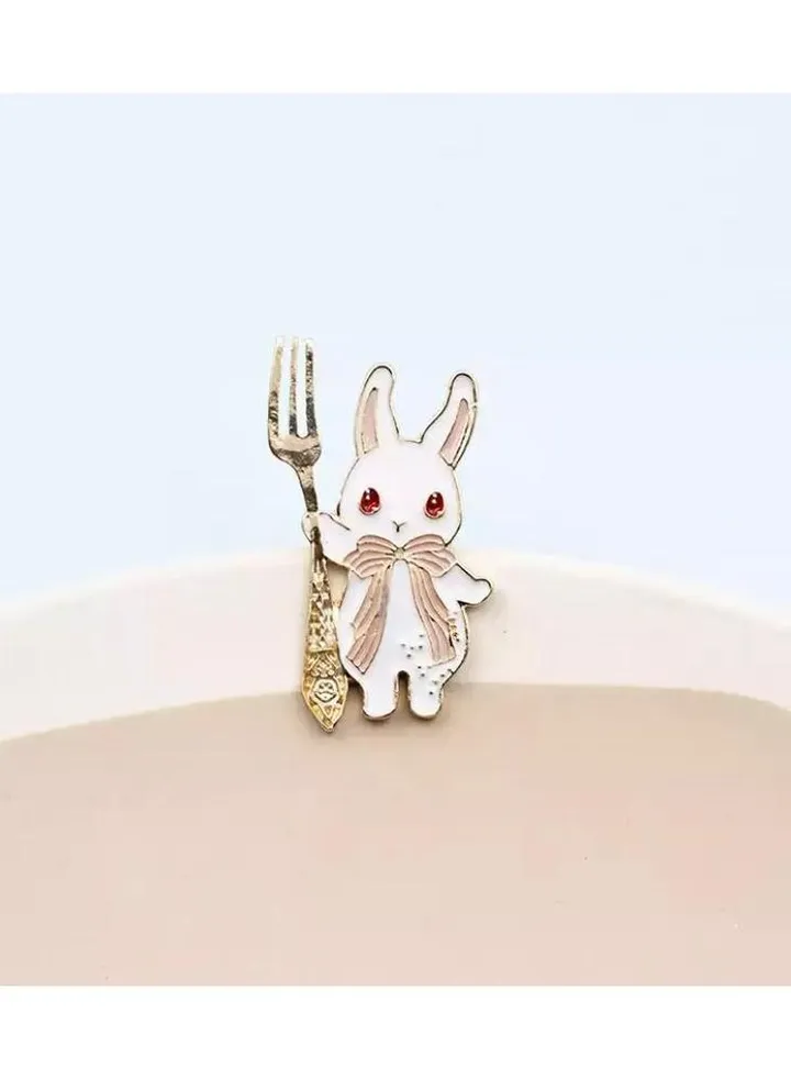 Rabbit And Fork Brooch