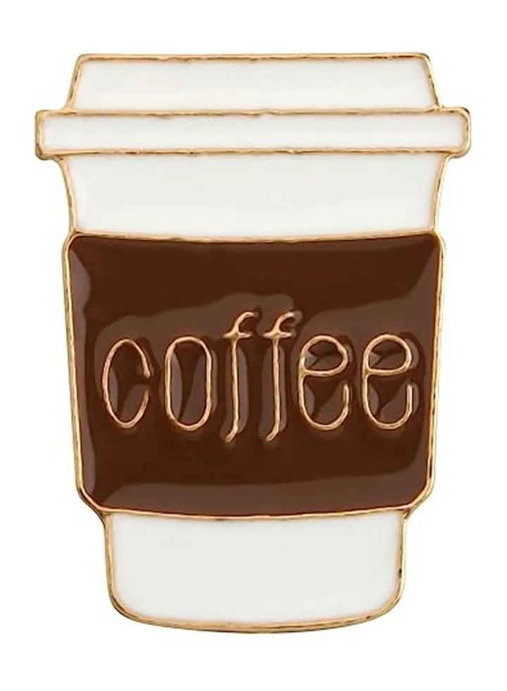 Metal coffee cup brooch