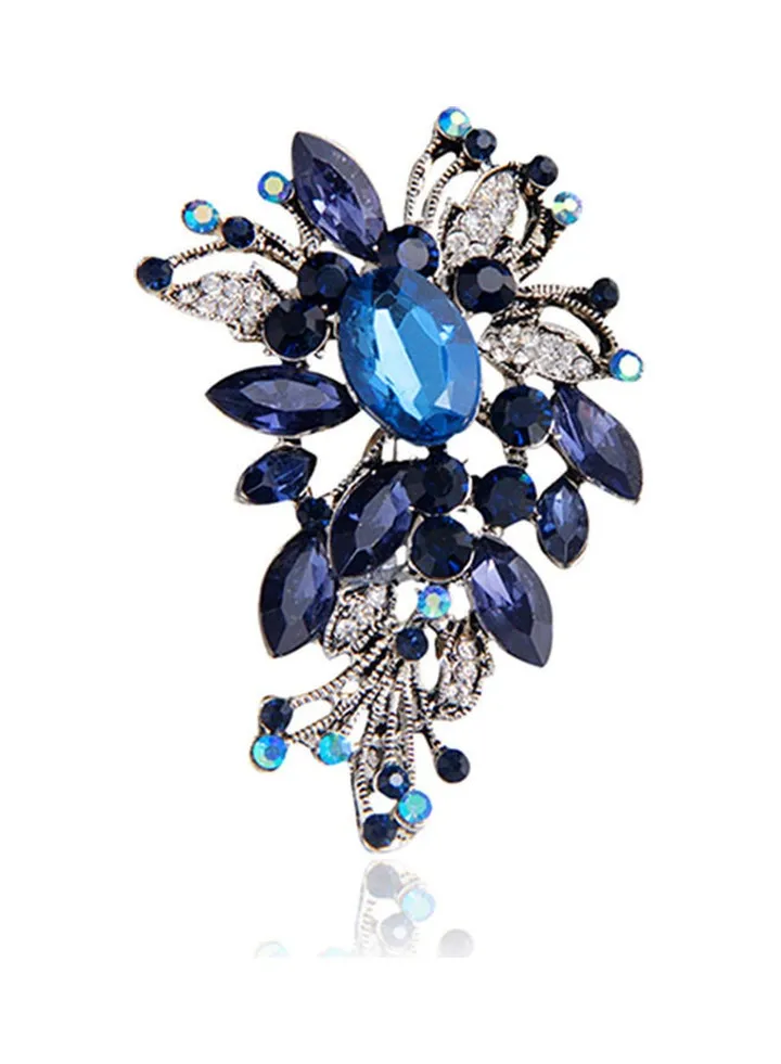 Flower Shape Alloy Glass Brooch Pin