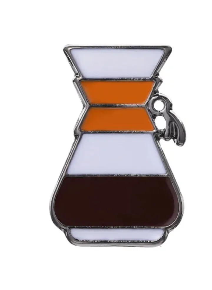 Distinctive and elegant unisex brooch with Chemex design tool V60 accessory for baristas and coffee lovers suitable for bags and clothes beautiful gift