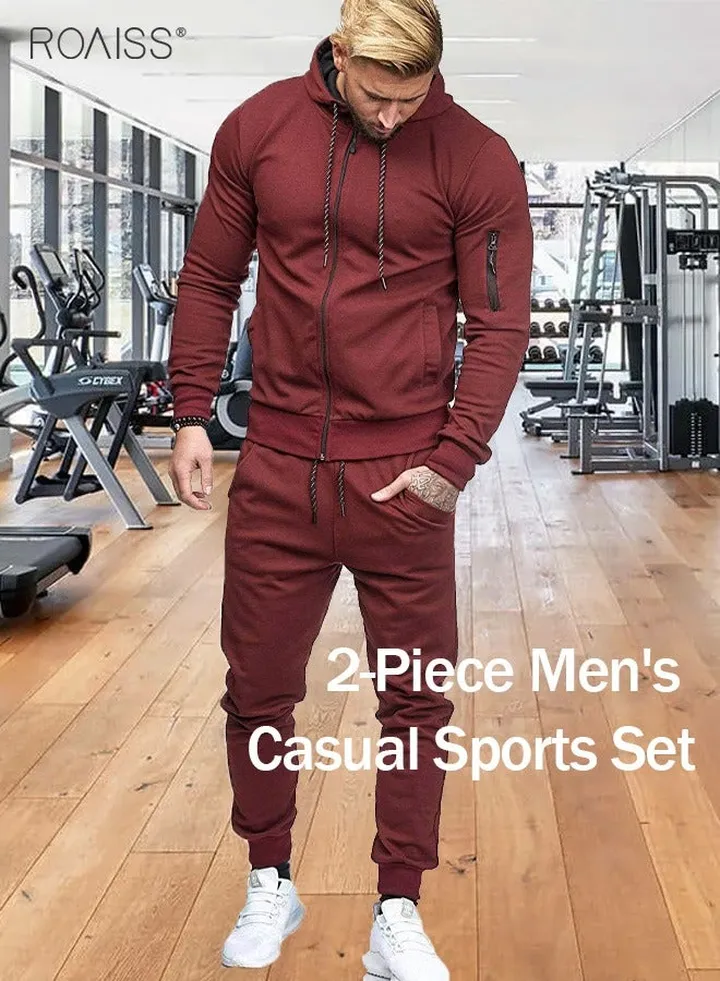 Mens Sweatsuits 2 Piece Hoodie Tracksuit Sets Casual Comfy Jogging Athletic Running Sports Suits Full Zip For Men