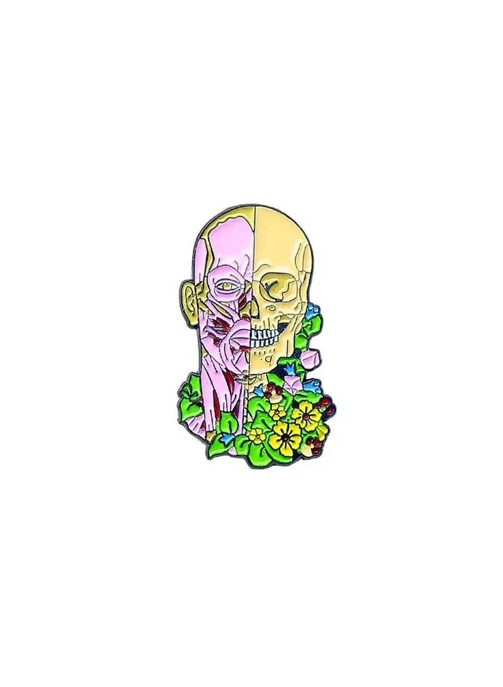Flowers Skull Brooch - By PROF